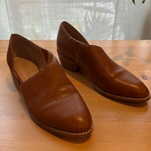 Madewell asymmetrical booties English saddle